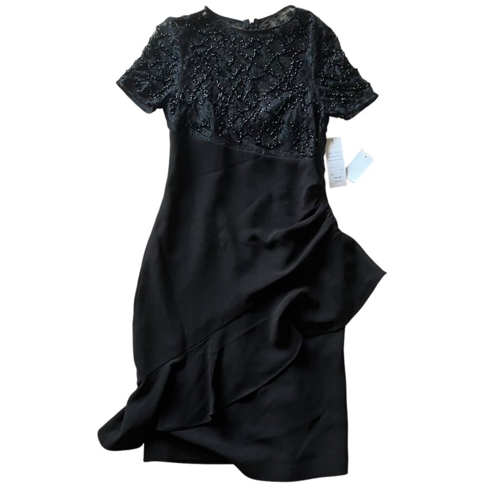 Rickie Freeman Teri Jon Women's 2 Black Cocktail Dress Beaded Formal Fitted